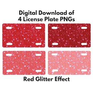 Red Glitter License Plate PNG, Sublimation Design, License Plate Sublimation Designs, License Plate PNG Designs