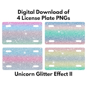 Unicorn Glitter License Plate PNG, Sublimation Design, License Plate PNG Designs, License Plate Sublimation Designs