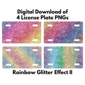 Rainbow Glitter License Plate PNG,  License Plate Sublimation Designs Sublimation Design, License Plate PNG Designs