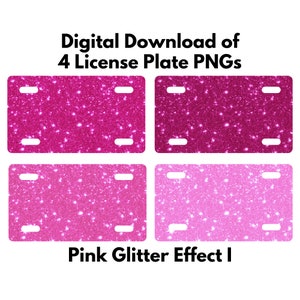 Pink Glitter License Plate PNG, License Plate Sublimation Designs, License Plate PNG Designs,  Pink License Plate PNG Designs