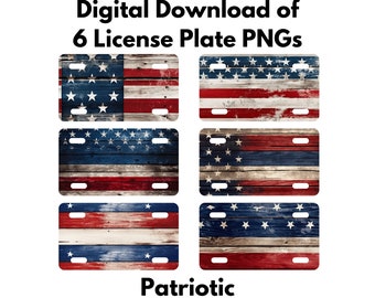 American Flag License Plate PNG, License Plate Sublimation Designs, Vanity License Plate, License Plate PNG Designs