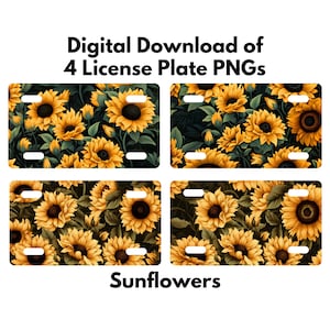 Sunflower License Plate PNG, License Plate PNG Designs, License Plate Sublimation Designs, Flower License Plate PNG