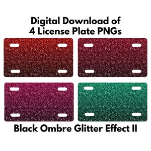 Black Ombre Glitter License Plate PNG, License Plate Sublimation Designs, Sublimation Design,  License Plate PNG Designs