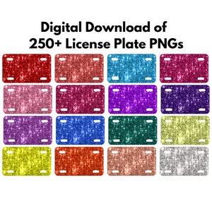 Glitter License Plate PNG Bundle, PNG License Plate Bundle for Sublimation, License Plate Sublimation Designs,  Car License Plate Wrap