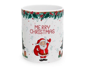 Santa Claus Christmas Tree Mug: Holiday Coffee Cup