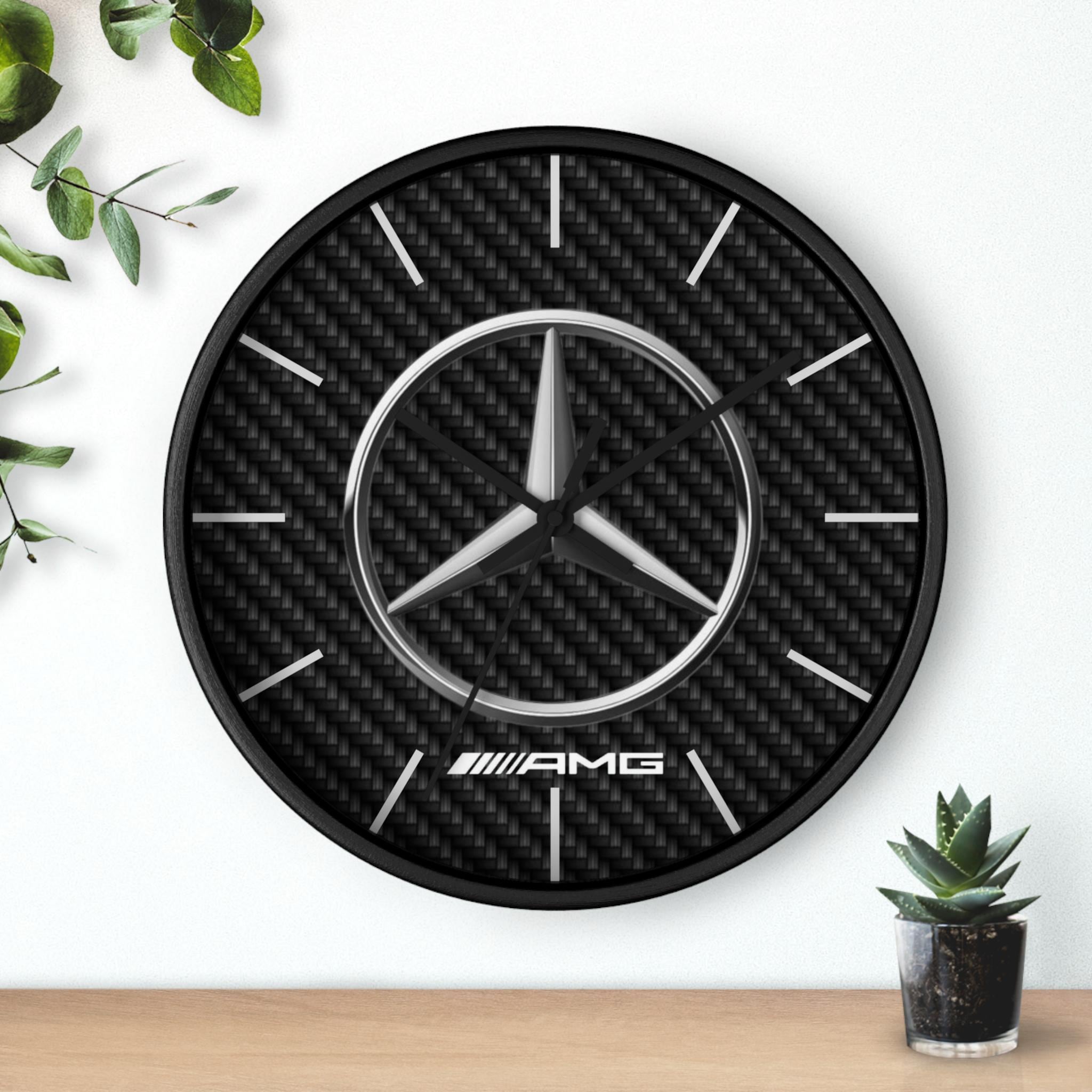 Luxury Mercedes-benz AMG Carbon Fiber Patterned Wall Clock - Stylish ...
