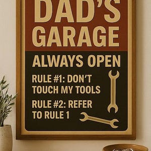 Funny Dad&#39;s Garage Rules Sign: Man Cave Wall Art (Digital Download)