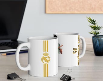 Imprescindible para los aficionados del Real Madrid: Taza de cerámica con la camiseta de Jude Bellingham de 325 ml/400 ml