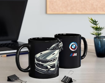 Taza de cerámica negra BMW Serie M: regalo para los amantes de los coches