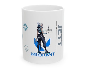 Tazza in ceramica Valorant Jett: migliora la tua configurazione di gioco con questa tazza, un must per i fan!
