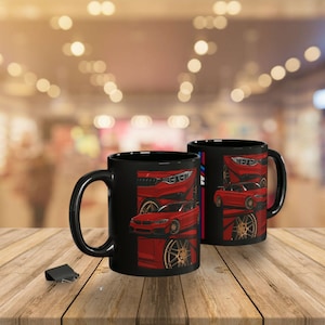 BMW Keramikbecher - Geschwindigkeit und Leistung gefüllte schwarze Keramikkaffeetasse für BMW-Enthusiasten / BMW Keramiktasse / Auto-Enthusiasten / Rennsporttasse
