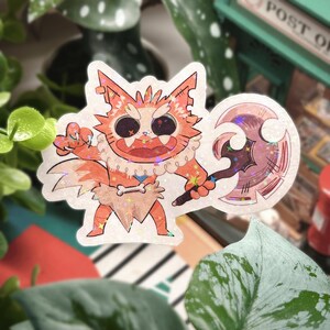 Sticker imperméable en vinyle Le chat barbare, espace personnel pour ordinateur portable, sticker planificateur de journal kawaii pour les amoureux de la fantaisie introvertie et des chats