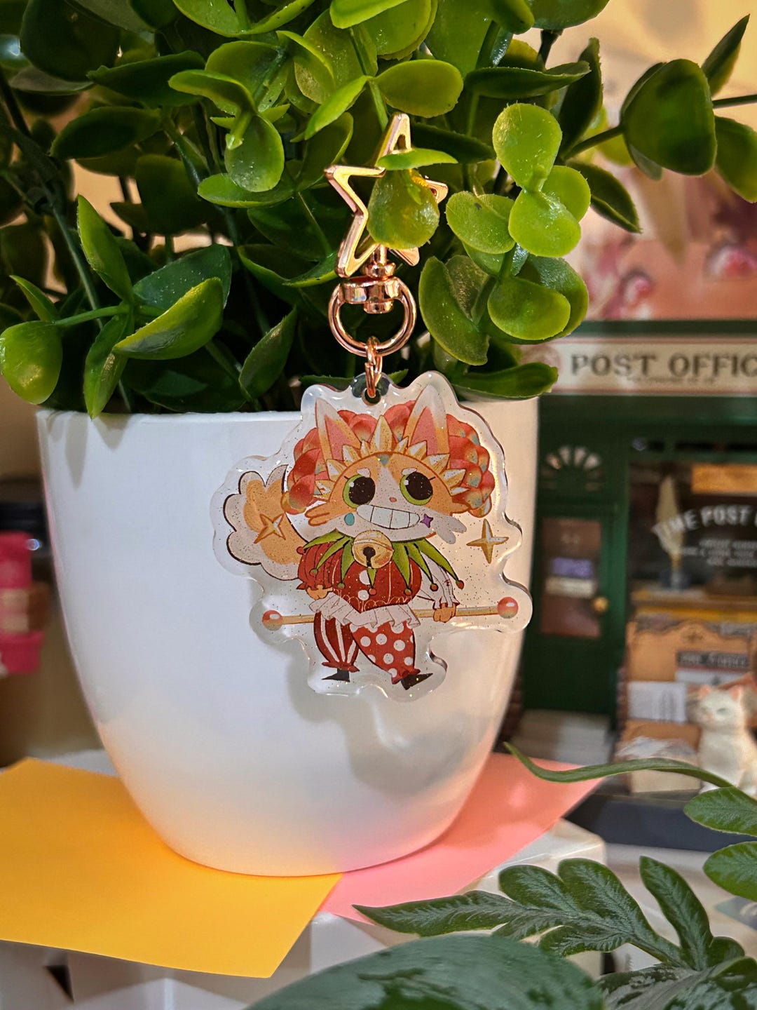 Jester Key Chain Jester Cat Acrylic Keychain: Fantasy Cat Charm - Etsy