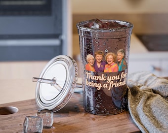 Thank You For Being a Friend Acrylic Cup, Clear Travel Tumbler with Straw