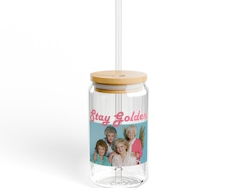 Sipperglas Golden Girls: 16 oz beker van gehard glas met deksel