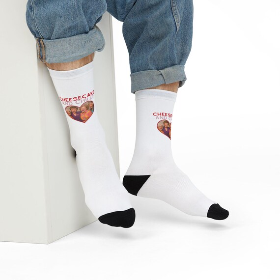 Golden Girls Socks, Sublimation Crew Socks, Cheesecake and Chill