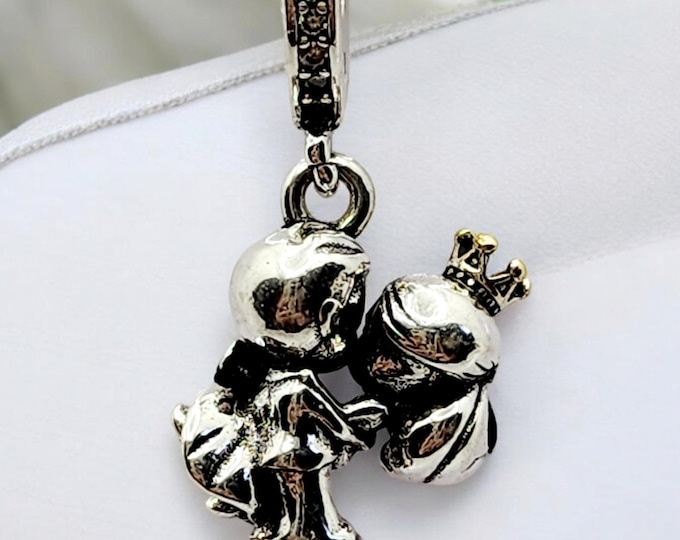 Sterling Silver Charm, Wedding Jewelry, Gift for Her, Fits Pandora Bracelet, Christmas Gift, Wedding Present, Princess Prince Charm