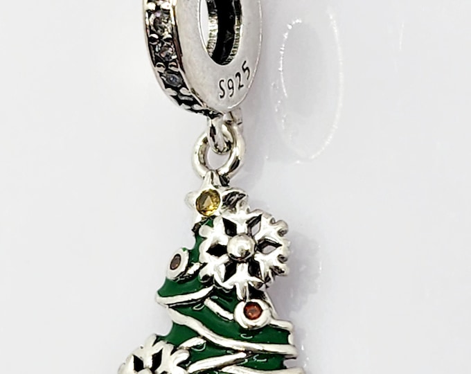 Sterling Silver Christmas Tree Charm For  Bracelet