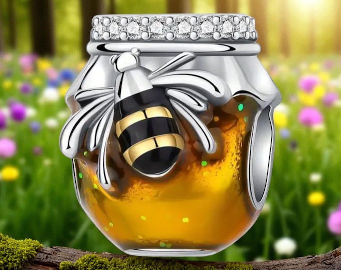 Sterling Silver Honey Pot For Bracelet, Fits Pandora, Bee Charm, Bee Keeper Present