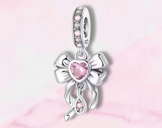 Sterling Silver Bow Charm, Sterling Silver Charm, Gift for Her, Fits Pandora Bracelet, Bow Pendant, Flower Charm, Bow Necklace