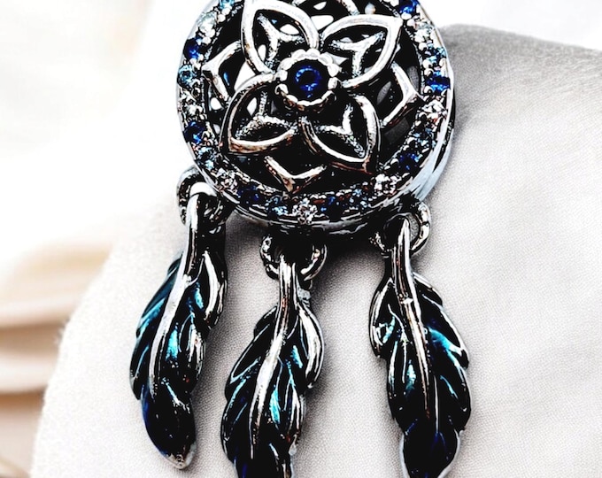Sterling Silver Charm, Dreamcatcher, Fits Pandora Bracelet, Silver Charm, Sterling Silver Jewelry, S925 Necklace