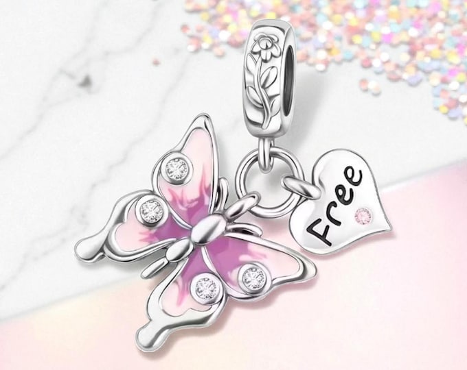 Sterling Silver Butterfly Charm, Sterling Silver Charm, Fits Pandora Bracelet, Gift for Her, Butterfly Necklace, Sterling Silver Jewelry