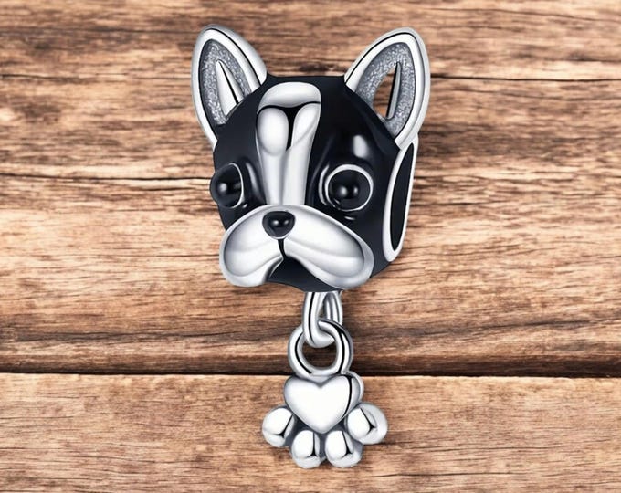 Sterling Silver Cartoon Dog Charm, Fits Pandora, Dog Present