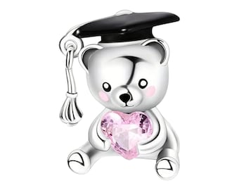 Graduation Charm for Pandora Bracelet, Sterling Silver Pendant, Fits Pandora, Graduation Bear, Graduation Present
