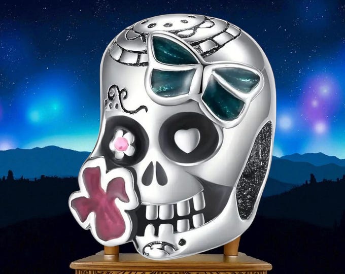 Sterling Silver Skull Charm for  Bracelet
