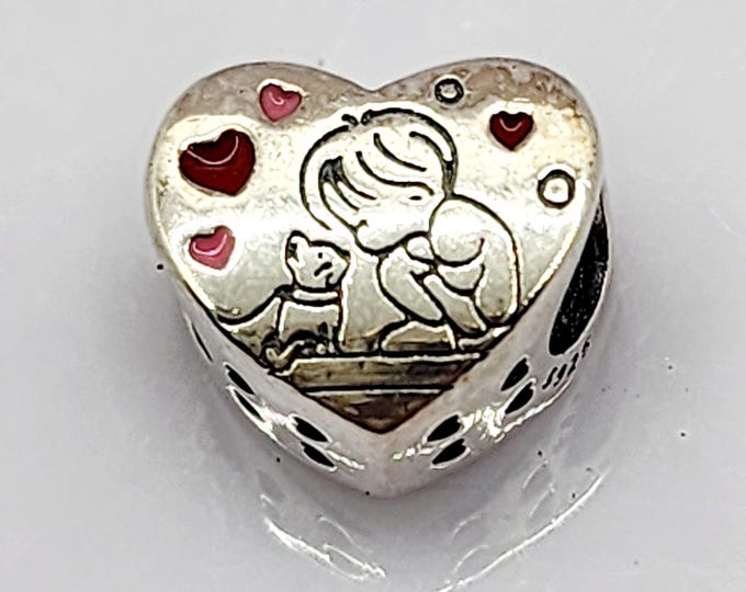 Sterling Silver Cat Love Charm For  Bracelet