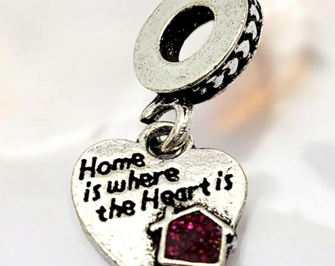 Sterling Silver Home is Where the Heart is Charm, New Home, Fits Pandora