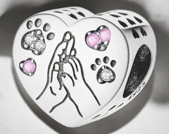 Sterling Silver Cat Charm, Silver Slider Charm, Gift for Her, Fits Pandora Bracelets, Pet Charm, Cat Lady Gift