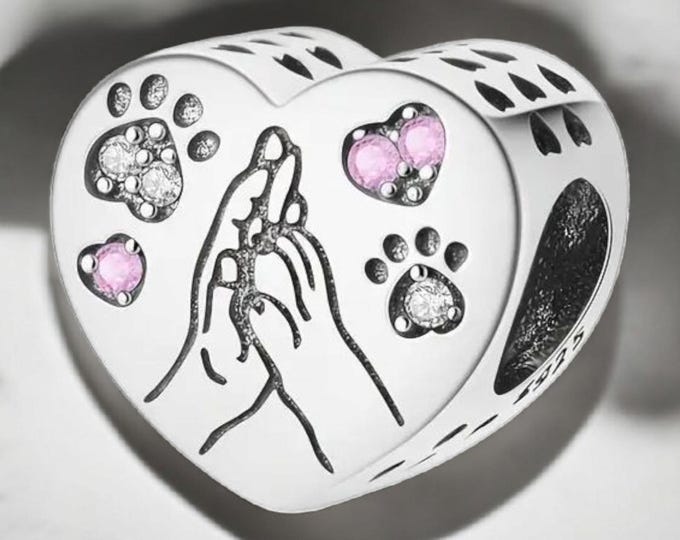 Sterling Silver Cat Charm, Silver Slider Charm, Gift for Her, Fits Pandora Bracelets, Pet Charm, Cat Lady Gift