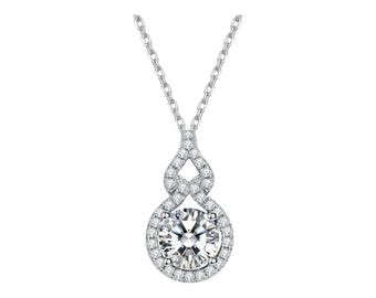 Moissanite Pendant, 3 Carat Necklace, Sterling Silver Necklace, Gift for Her, Sterling Silver Jewelry, Moissanite Necklace, Silver Necklace