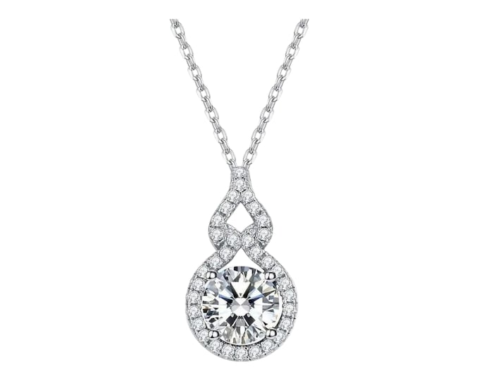 Moissanite Pendant, 3 Carat Necklace, Sterling Silver Necklace, Gift for Her, Sterling Silver Jewelry, Moissanite Necklace, Silver Necklace
