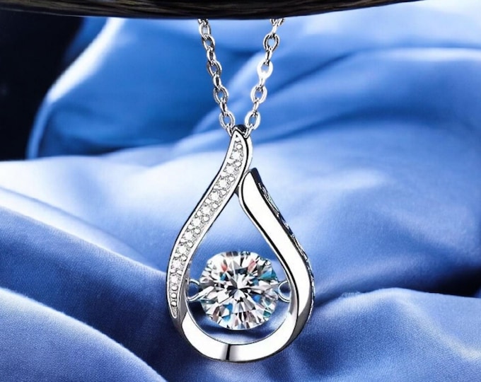 Moissanite Pendant, 1 Carat Necklace, Sterling Silver Necklace, Gift for Her, Sterling Silver Jewelry, Silver Necklace