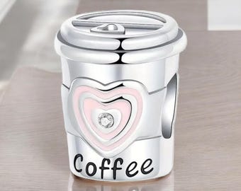 Sterling Silver Coffee Charm, Sterling Silver Charm, Fits Pandora Bracelet, Gift for Her, Java, Coffee Present