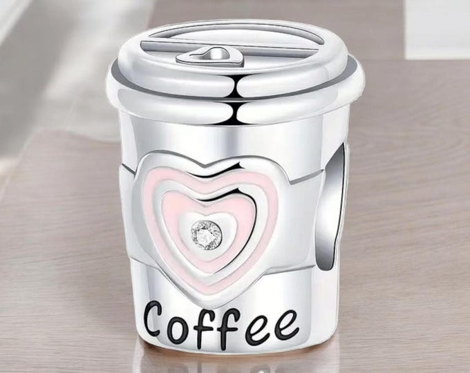 Sterling Silver Coffee Charm, Sterling Silver Charm, Fits Pandora Bracelet, Gift for Her, Java, Coffee Present