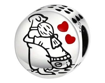 Sterling Silver Cat Charm, Silver Slider Charm, Gift for Her, Fits Pandora Bracelets, Pet Charm, Cat Lady Gift
