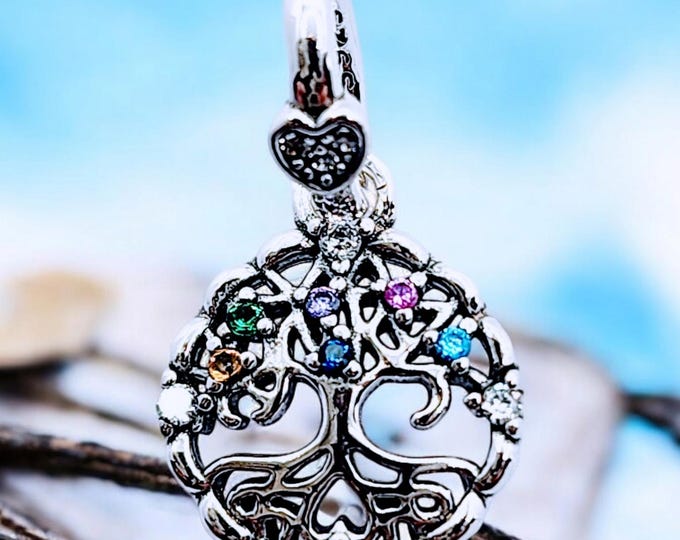 Sterling Silver Charm, Tree of Life, Colorful Pendant, Gift for Mom, Gift for Her, Family Tree