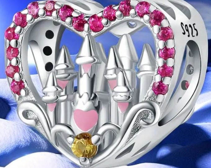 Sterling Silver Castle Bead: Large Hole Slider Charm