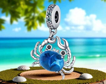 Sterling Silver Charm, Fits Pandora Bracelet, Ocean Charm, Crab Charm, Gift for Her, Sterling Silver Jewelry, Beach Charm
