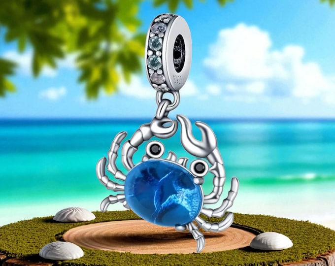 Sterling Silver Charm, Fits Pandora Bracelet, Ocean Charm, Crab Charm, Gift for Her, Sterling Silver Jewelry, Beach Charm