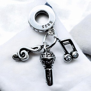 Mikrofonnoter i sterlingsilver, berlock, sångarhänge, smycke