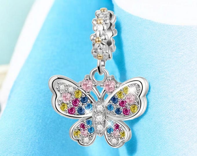 Sterling Silver Butterfly Charm, Sterling Silver Charm, Fits Pandora Bracelet, Gift for Her, Butterfly Necklace, Sterling Silver Jewelry