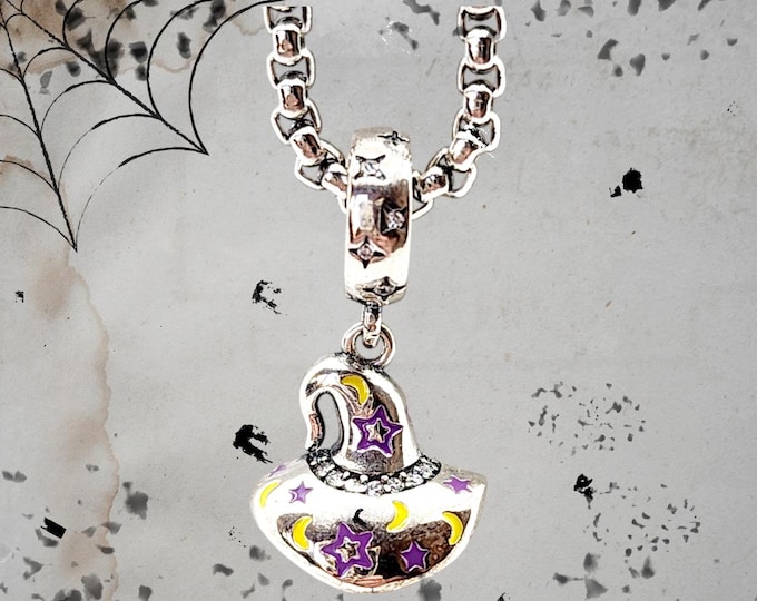 Sterling Silver Whimsical Witch's Hat Charm For  Bracelet
