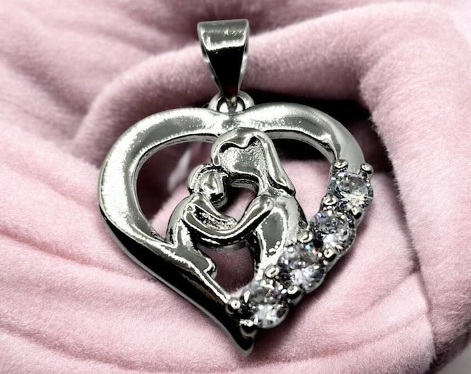 Sterling Silver Charm, Mother Daughter Pendant, Gift for Her, Heart Charm, Christmas Present, Special Gift, Sterling Silver Mom Charm