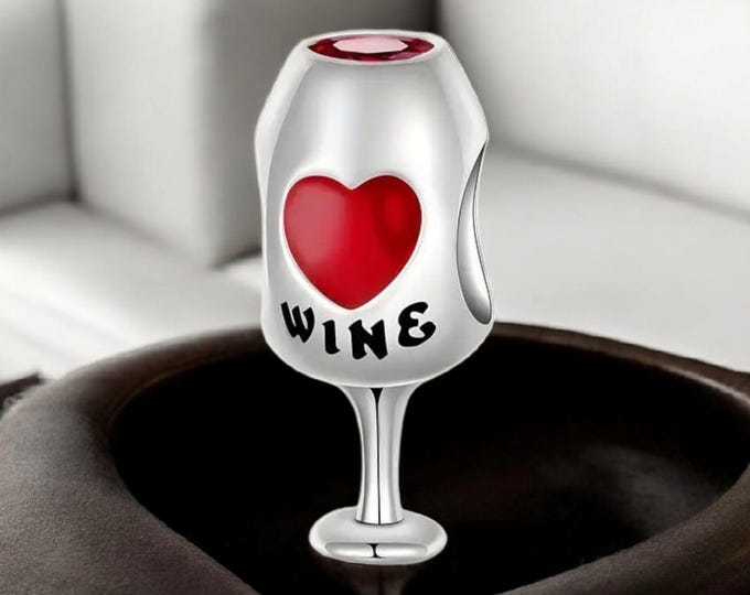 Sterling Silver Wine Charm, Fits Pandora, Wine Charm, Wine Gift