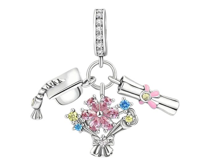 Graduation 3-1 Charm for Pandora Bracelet Sterling Silver Pendant