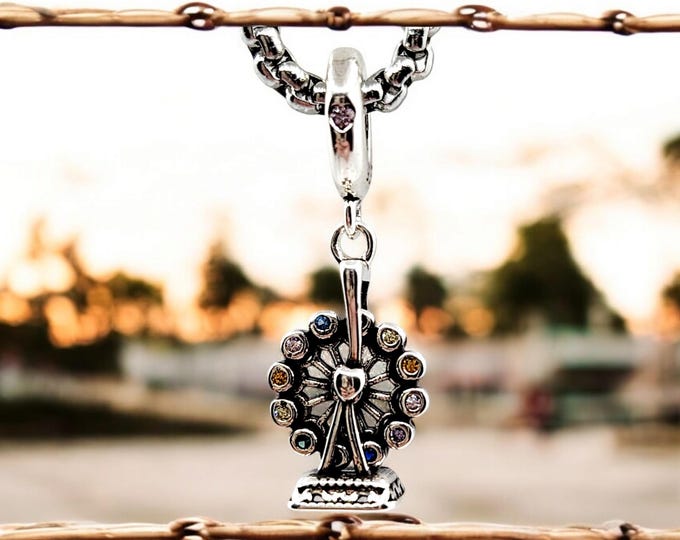 Sterling Silver Charm, Ferris Wheel, Fits Pandora Bracelet, Sterling Silver Jewelry, Silver Charm, Gift for Her, Christmas Present